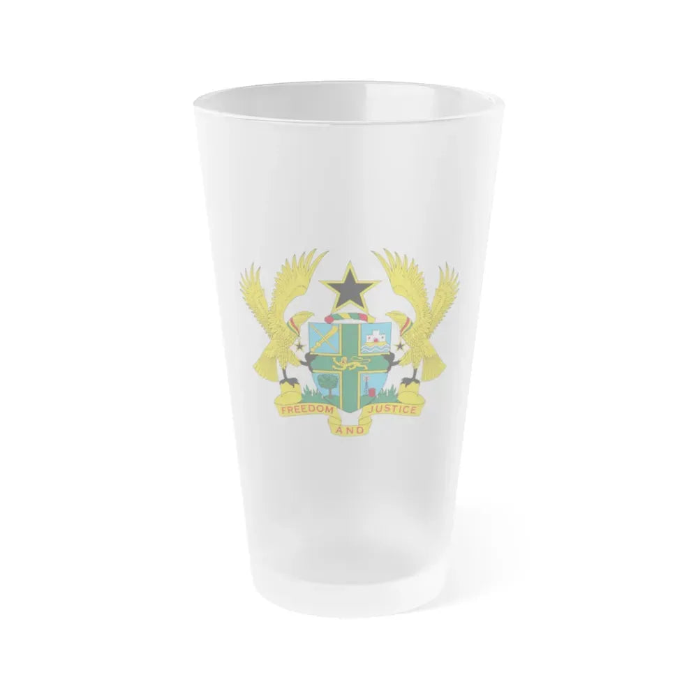 Coat of arms of Ghana - Frosted Pint Glass 16oz Default Title - Go Mug Yourself