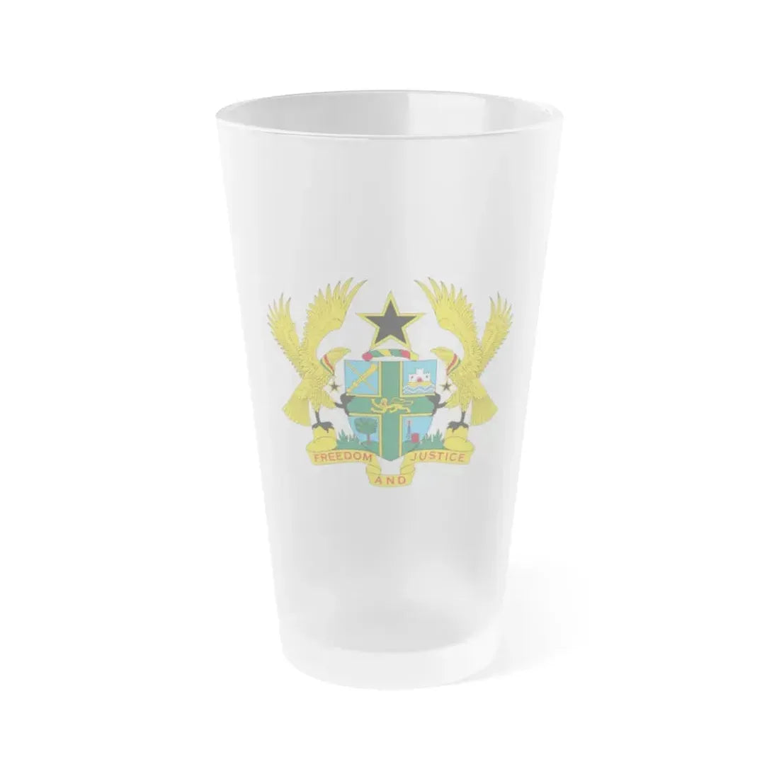 Coat of arms of Ghana - Frosted Pint Glass 16oz Default Title - Go Mug Yourself