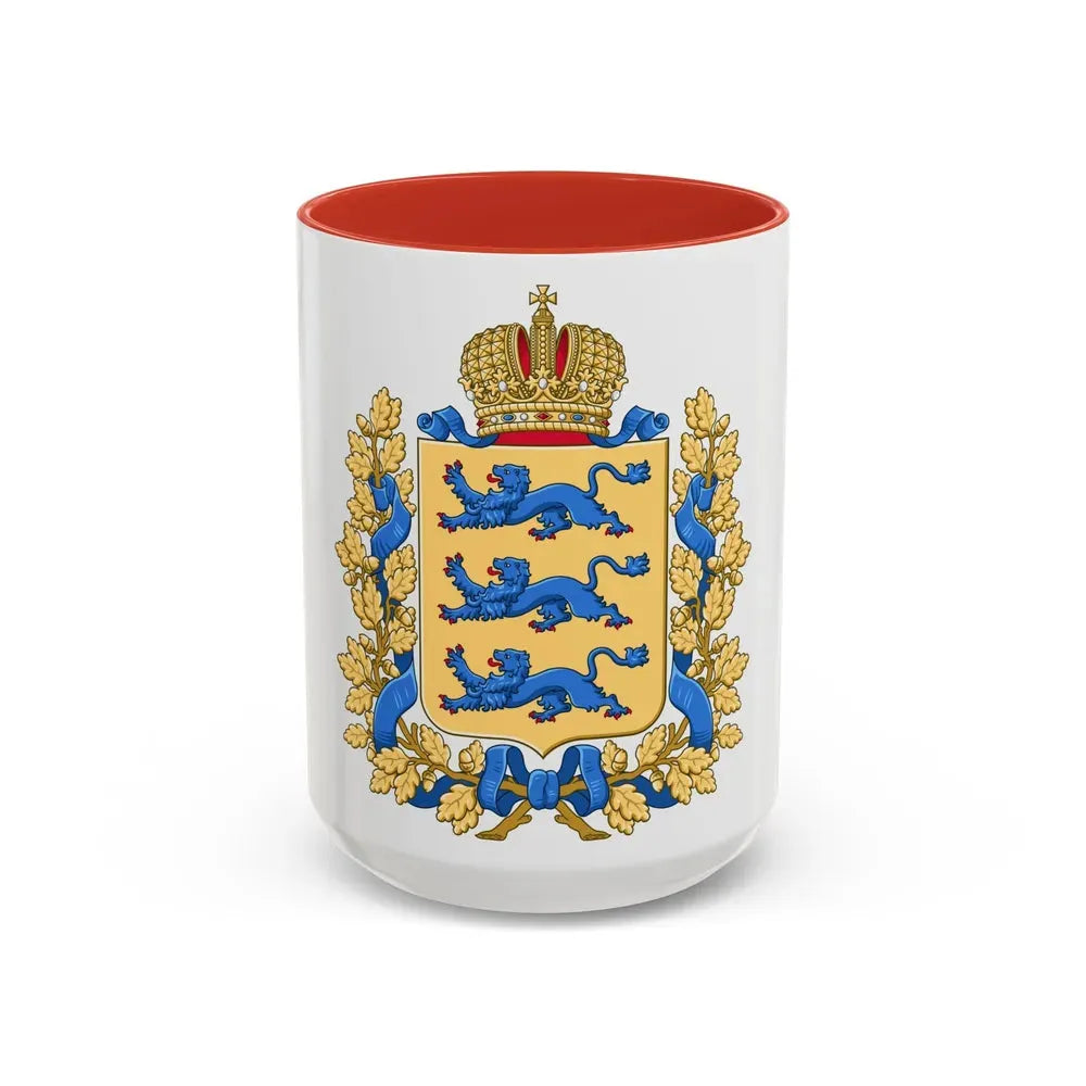 Coat of arms of Governorate of Estonia - Accent Coffee Mug 15oz Red - Go Mug Yourself