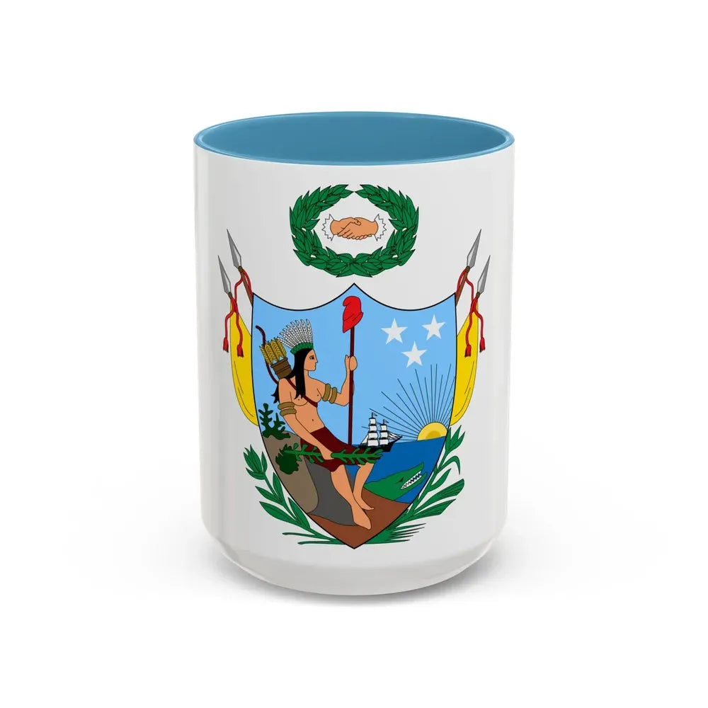 Coat of arms of Gran Colombia (1819) - Accent Coffee Mug 15oz Light Blue - Go Mug Yourself