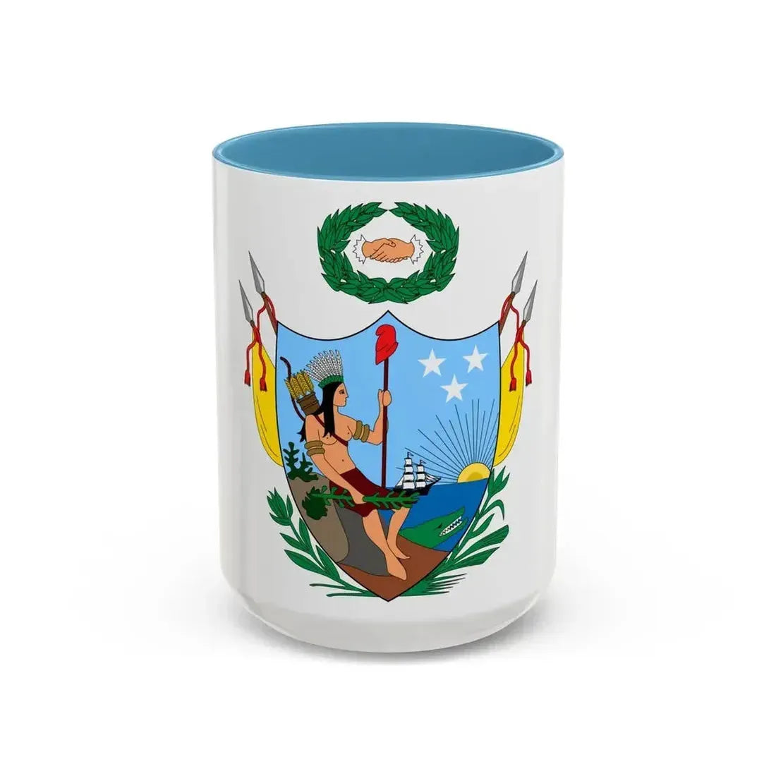 Coat of arms of Gran Colombia (1819) - Accent Coffee Mug 15oz Light Blue - Go Mug Yourself