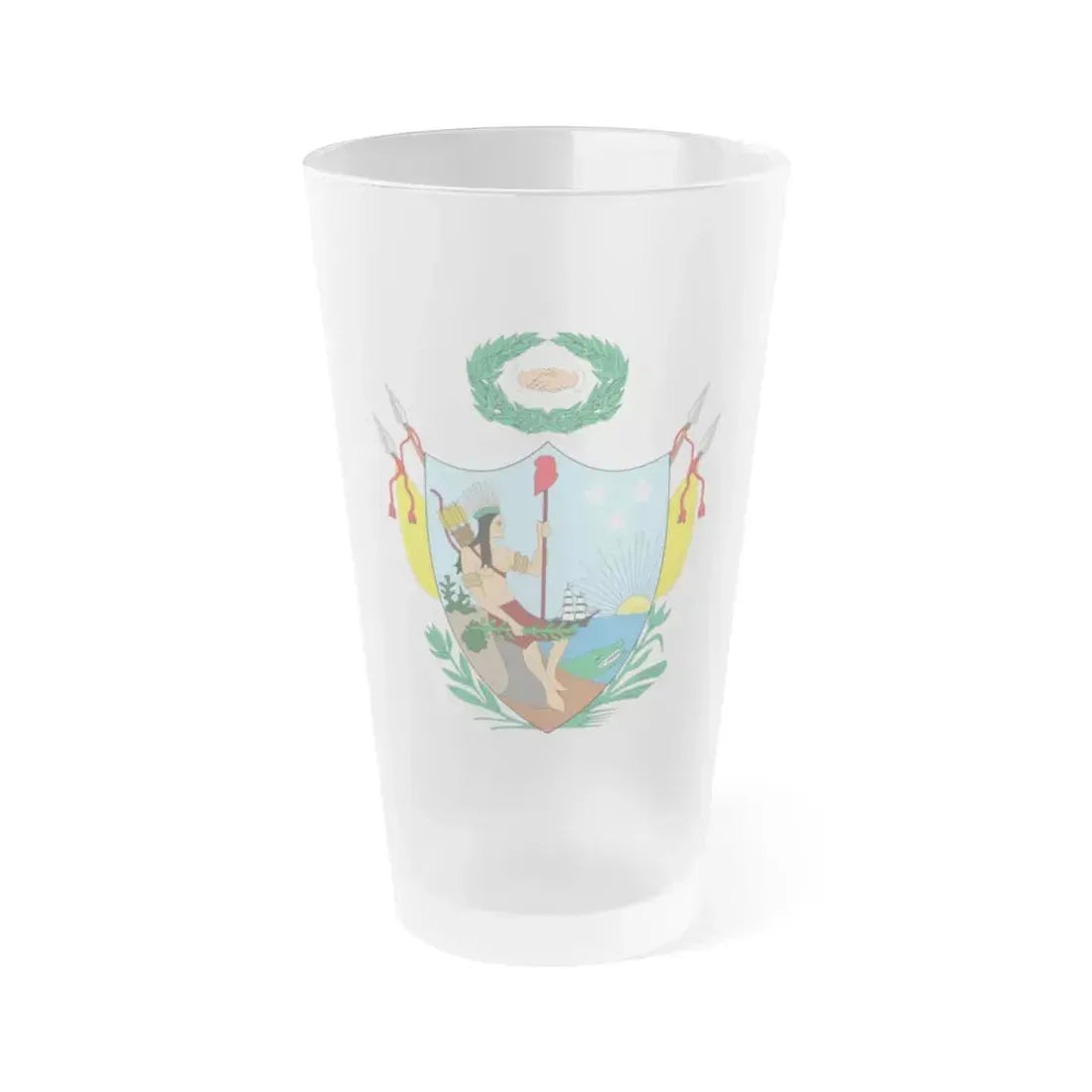 Coat of arms of Gran Colombia (1819) - Frosted Pint Glass 16oz 16oz Frosted - Go Mug Yourself