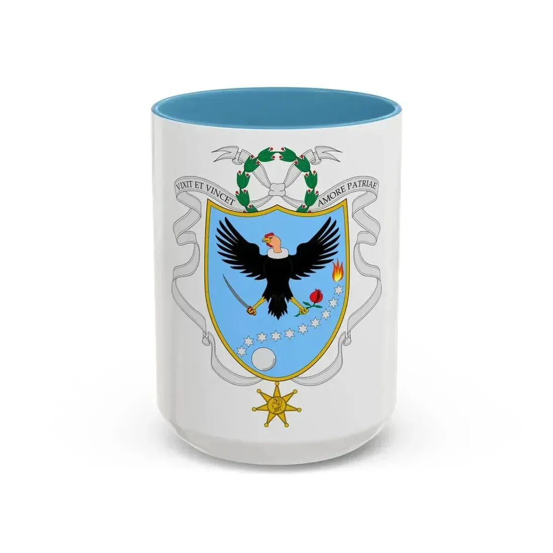 Coat of arms of Gran Colombia (1820) - Accent Coffee Mug 15oz Light Blue - Go Mug Yourself