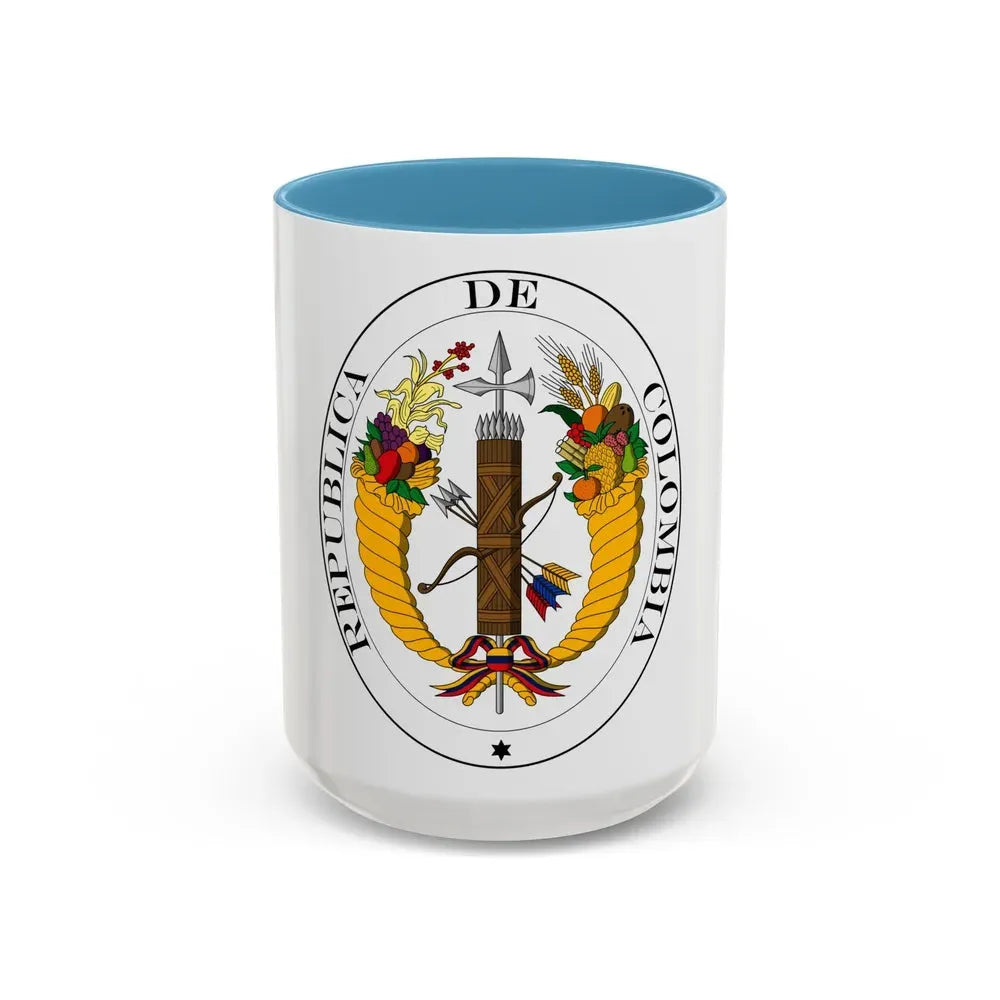 Coat of arms of Gran Colombia (1821) - Accent Coffee Mug 15oz Light Blue - Go Mug Yourself