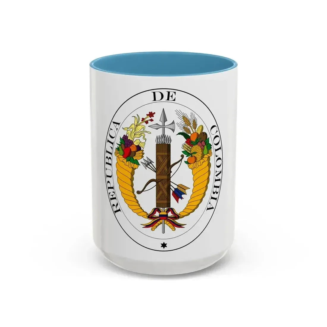 Coat of arms of Gran Colombia (1821) - Accent Coffee Mug 15oz Light Blue - Go Mug Yourself