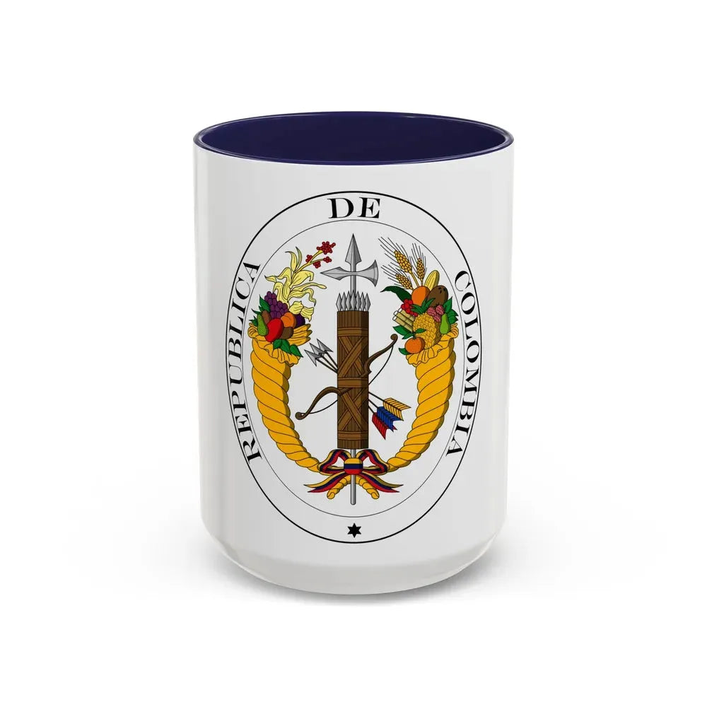 Coat of arms of Gran Colombia (1821) - Accent Coffee Mug 15oz Navy - Go Mug Yourself