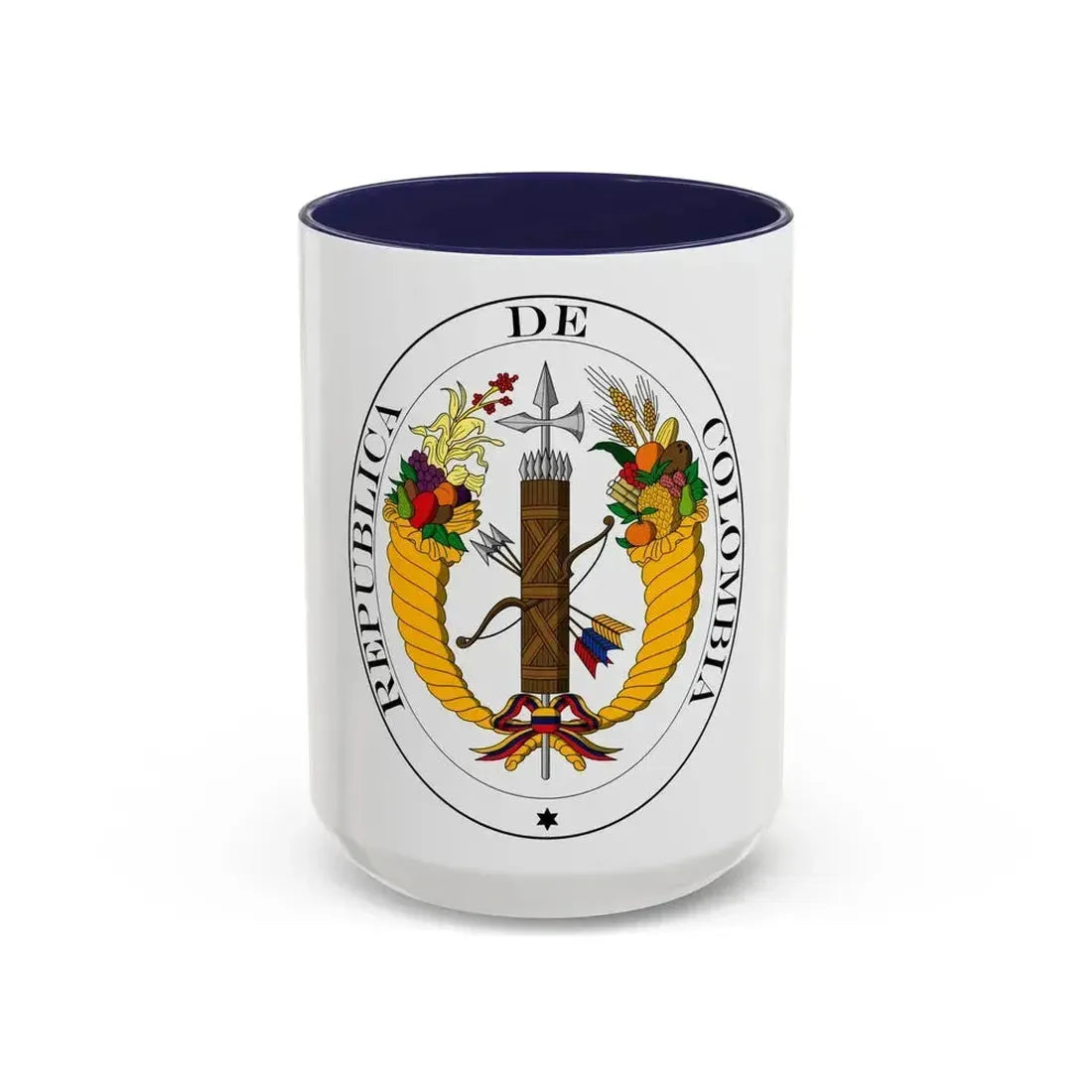 Coat of arms of Gran Colombia (1821) - Accent Coffee Mug 15oz Navy - Go Mug Yourself