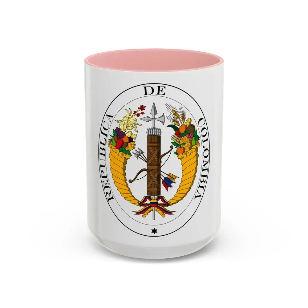Coat of arms of Gran Colombia (1821) - Accent Coffee Mug 15oz Pink - Go Mug Yourself