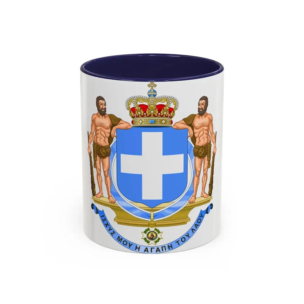 Coat of Arms of Greece (blue cross) - Accent Coffee Mug 11oz Navy - Go Mug Yourself