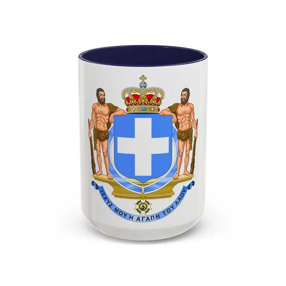 Coat of Arms of Greece (blue cross) - Accent Coffee Mug 15oz Navy - Go Mug Yourself