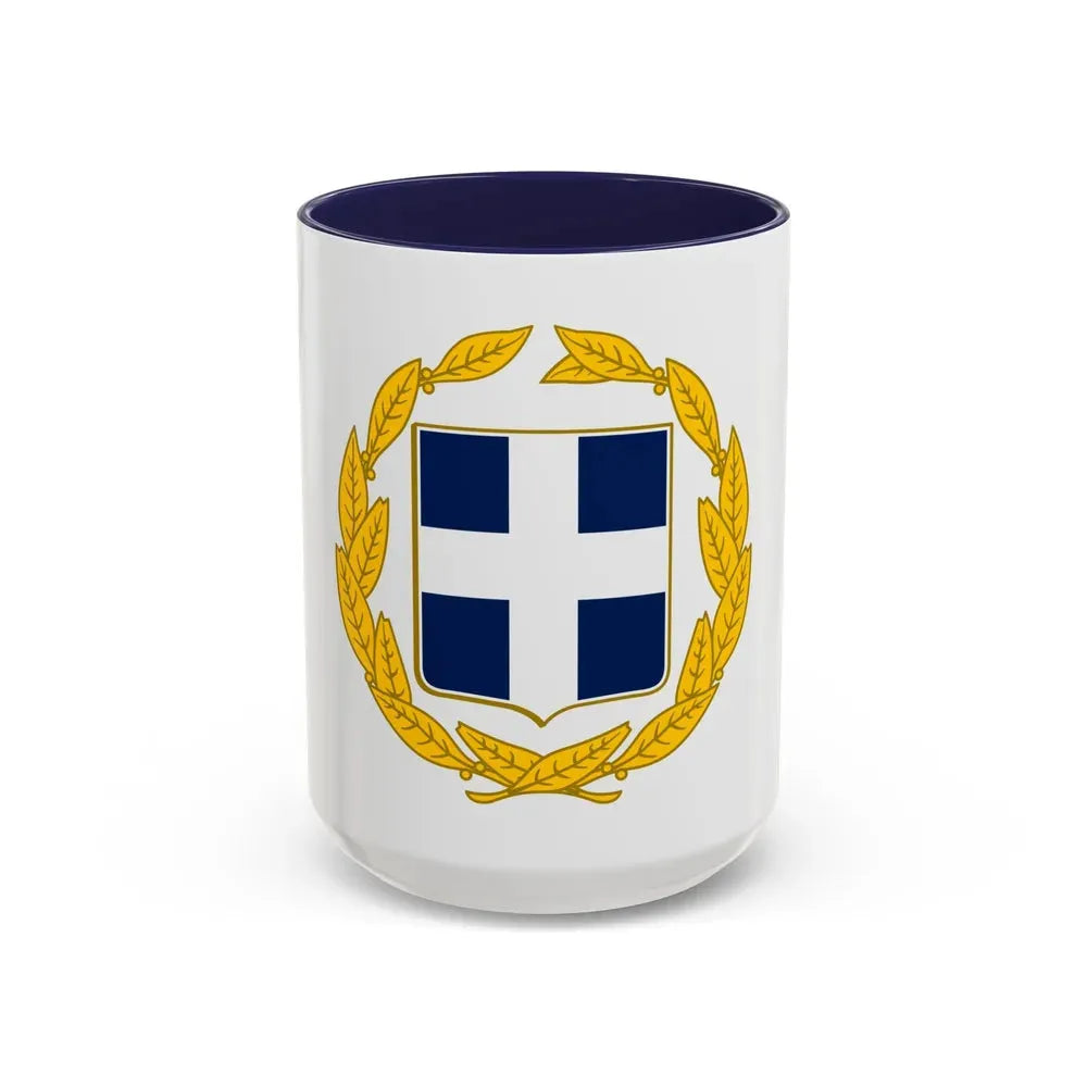 Coat of arms of Greece (military) - Accent Coffee Mug 15oz Navy - Go Mug Yourself