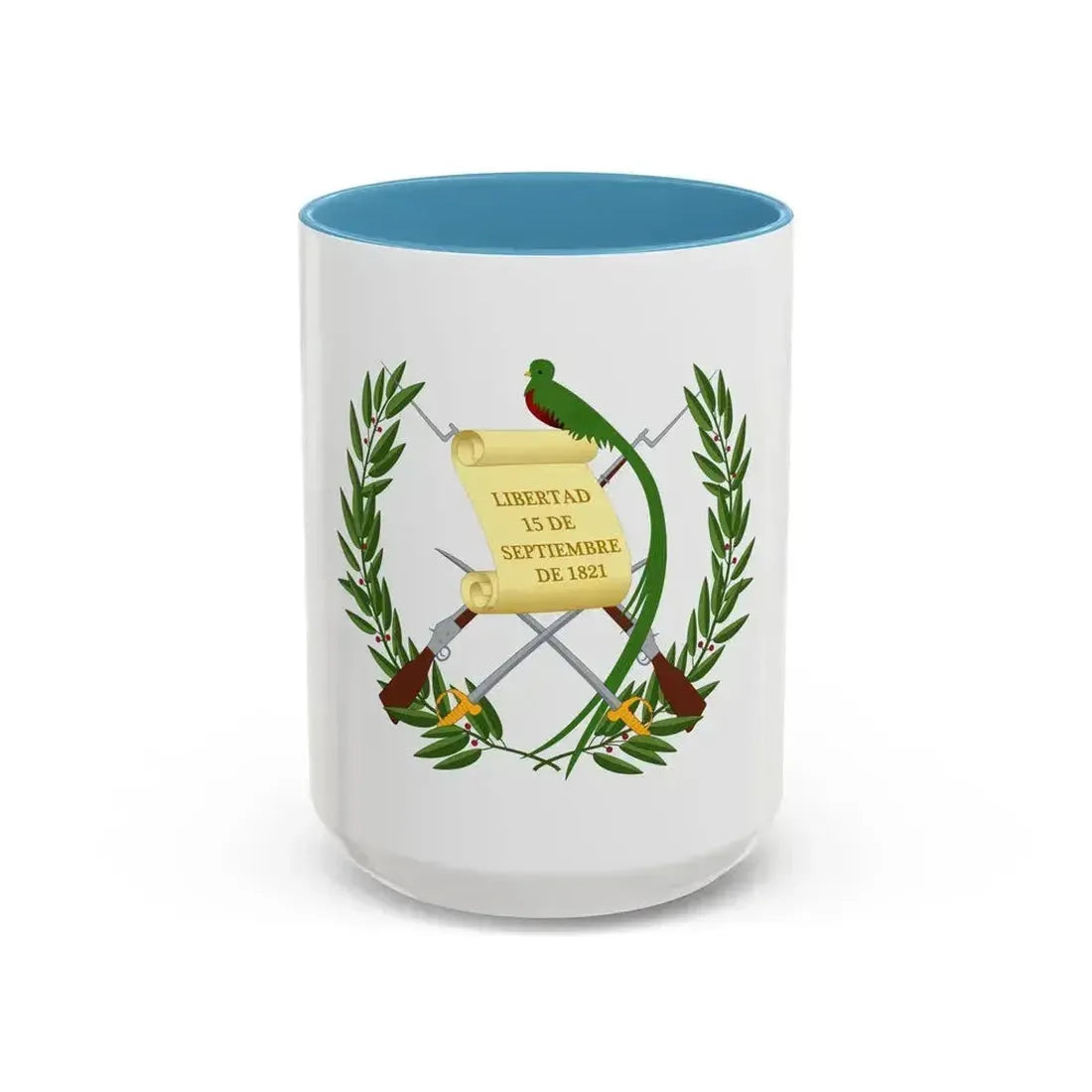 Coat of arms of Guatemala - Accent Coffee Mug 15oz Light Blue - Go Mug Yourself