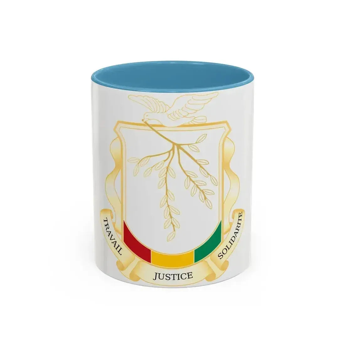 Coat of Arms of Guinea - Accent Coffee Mug 11oz Light Blue - Go Mug Yourself