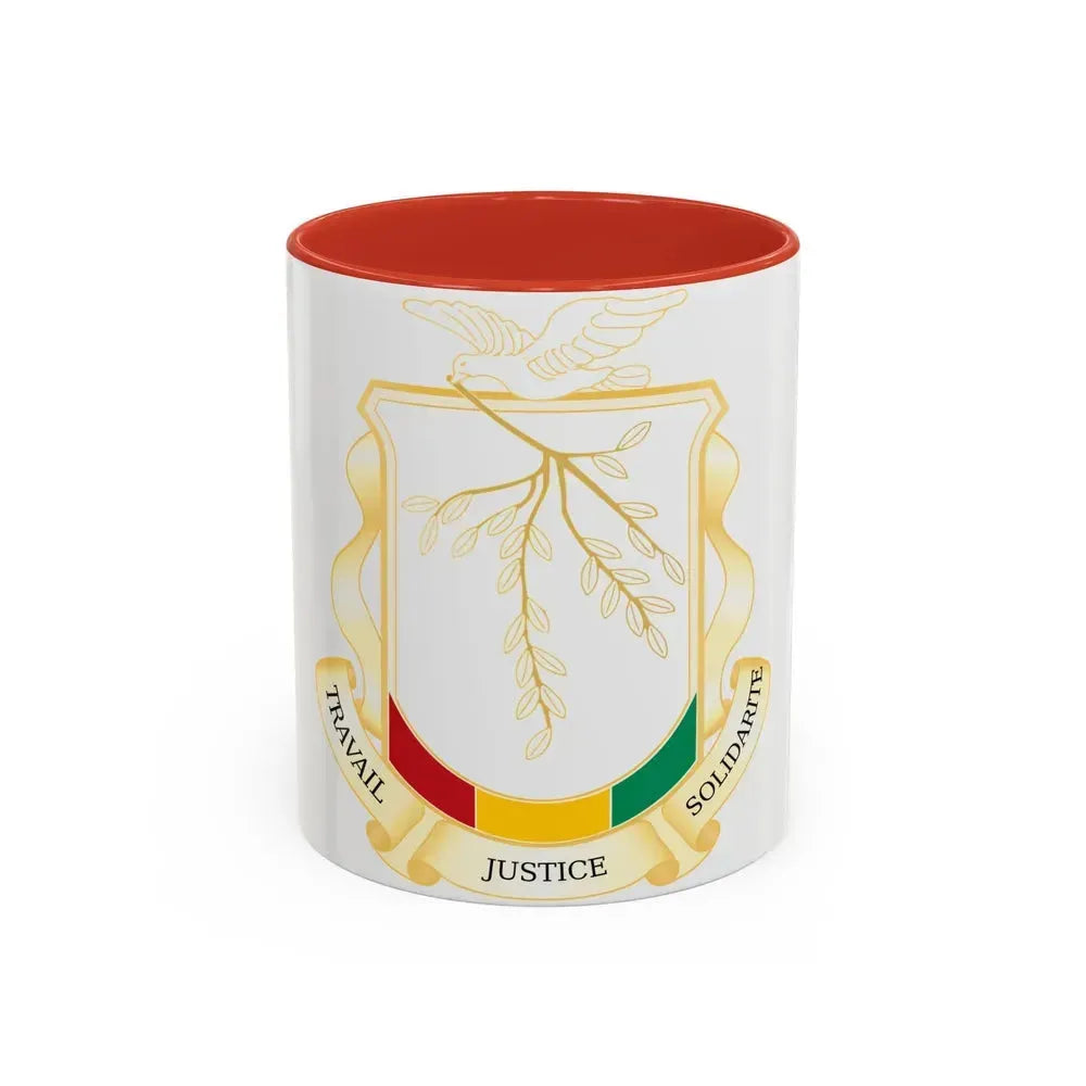 Coat of Arms of Guinea - Accent Coffee Mug 11oz Red - Go Mug Yourself