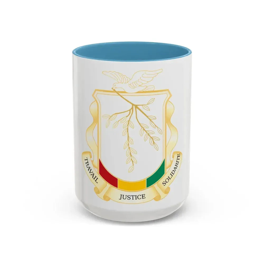 Coat of Arms of Guinea - Accent Coffee Mug 15oz Light Blue - Go Mug Yourself