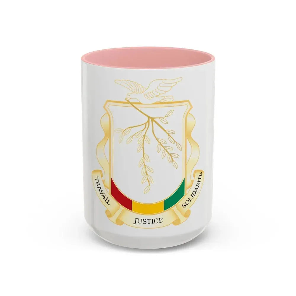 Coat of Arms of Guinea - Accent Coffee Mug 15oz Pink - Go Mug Yourself