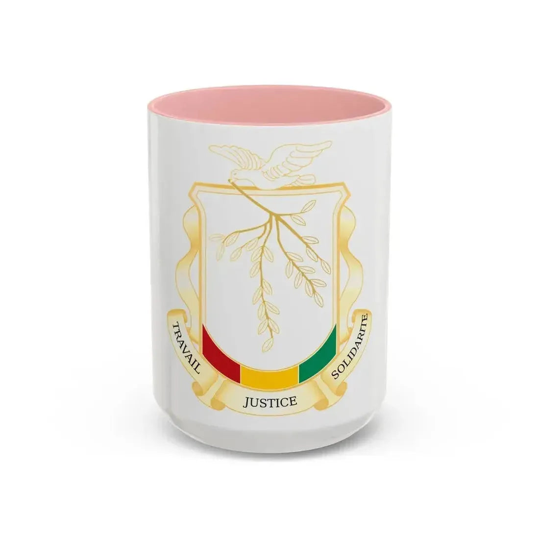 Coat of Arms of Guinea - Accent Coffee Mug 15oz Pink - Go Mug Yourself