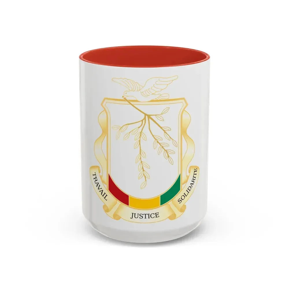 Coat of Arms of Guinea - Accent Coffee Mug 15oz Red - Go Mug Yourself