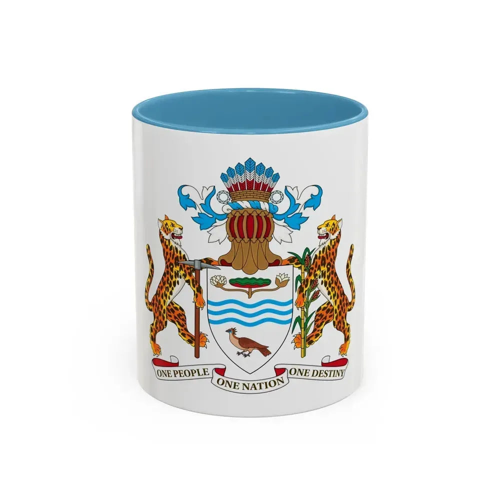 Coat of arms of Guyana - Accent Coffee Mug 11oz Light Blue - Go Mug Yourself