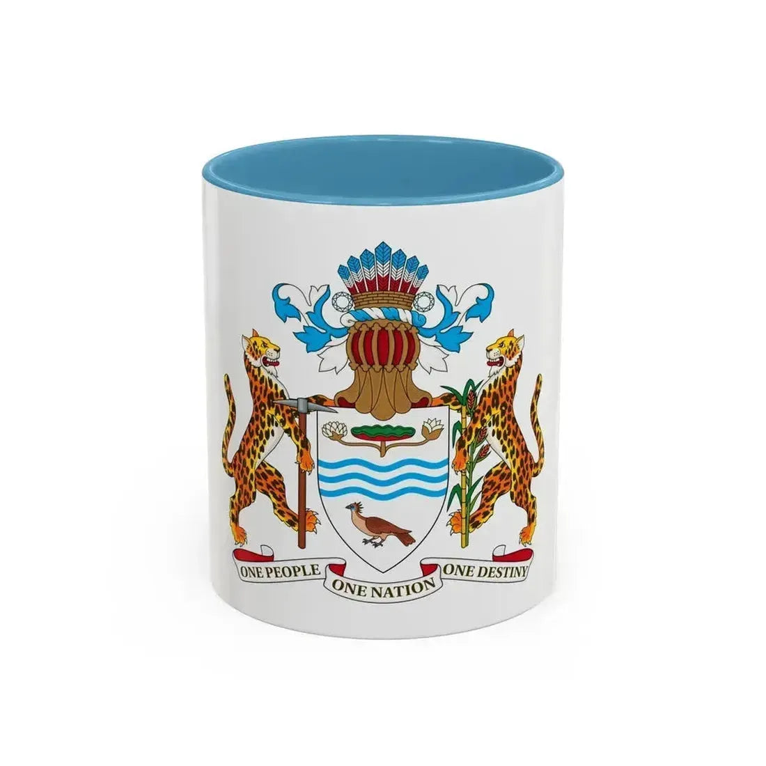 Coat of arms of Guyana - Accent Coffee Mug 11oz Light Blue - Go Mug Yourself