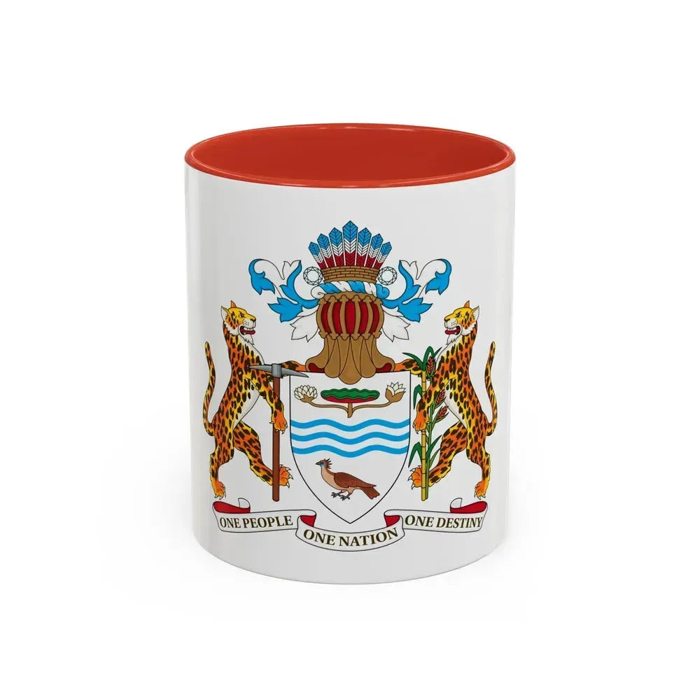 Coat of arms of Guyana - Accent Coffee Mug 11oz Red - Go Mug Yourself