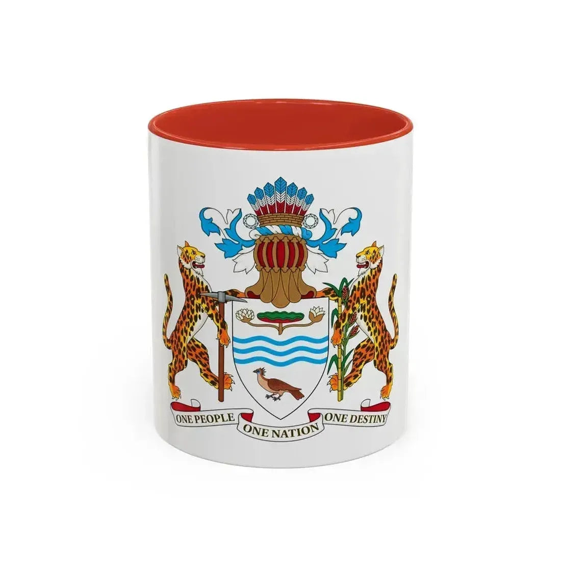 Coat of arms of Guyana - Accent Coffee Mug 11oz Red - Go Mug Yourself
