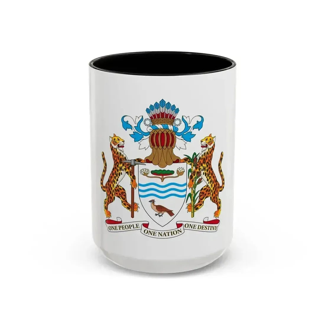 Coat of arms of Guyana - Accent Coffee Mug 15oz Black - Go Mug Yourself