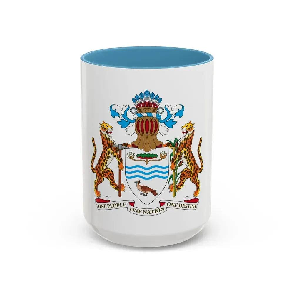 Coat of arms of Guyana - Accent Coffee Mug 15oz Light Blue - Go Mug Yourself