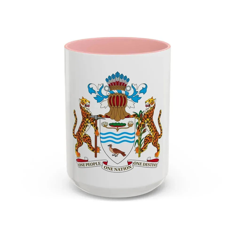 Coat of arms of Guyana - Accent Coffee Mug 15oz Pink - Go Mug Yourself