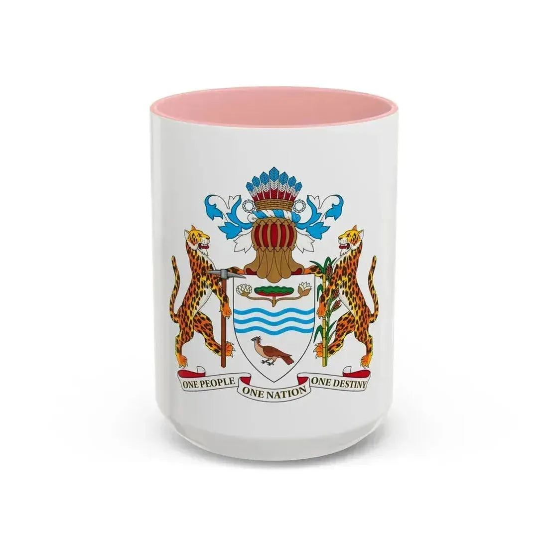Coat of arms of Guyana - Accent Coffee Mug 15oz Pink - Go Mug Yourself