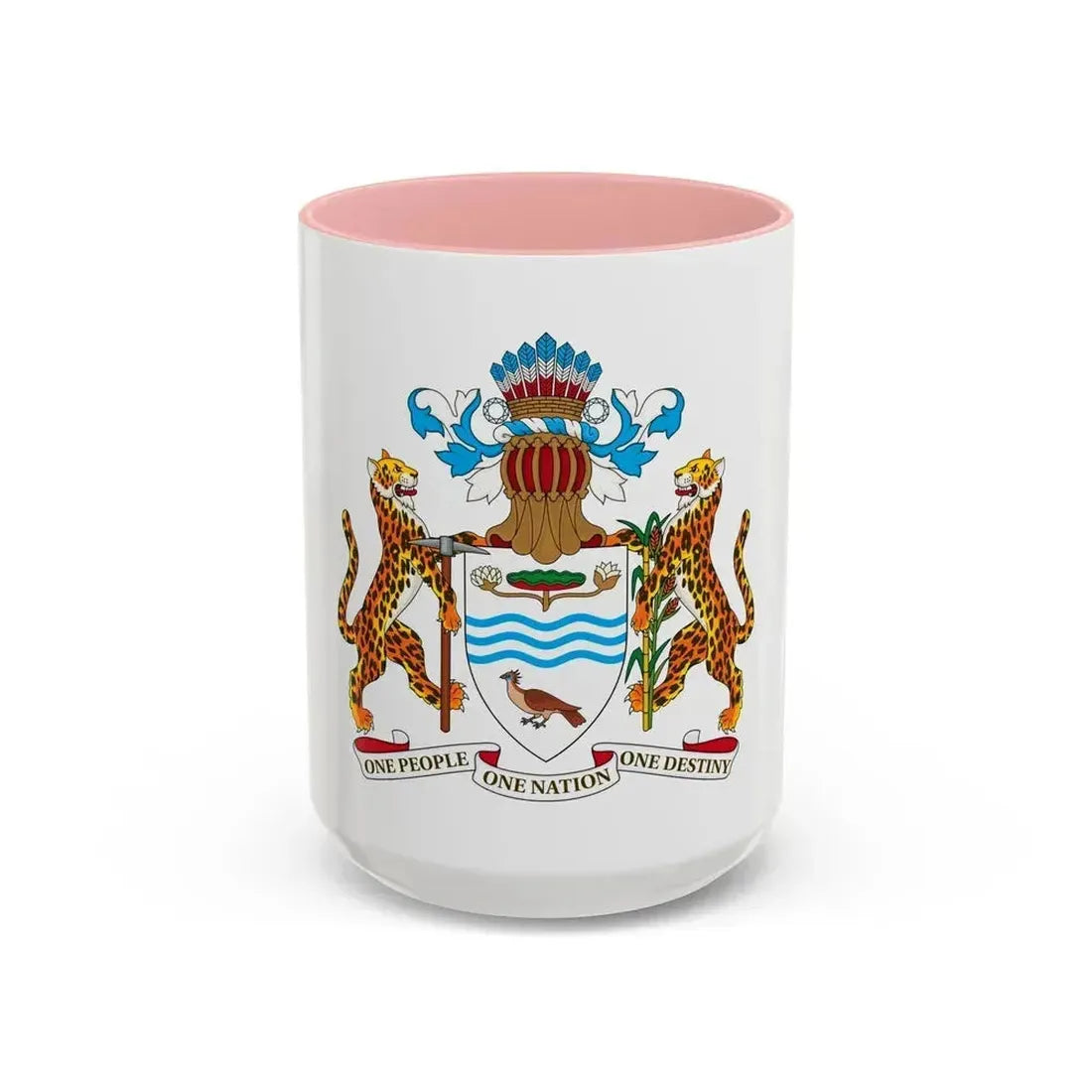 Coat of arms of Guyana - Accent Coffee Mug 15oz Pink - Go Mug Yourself
