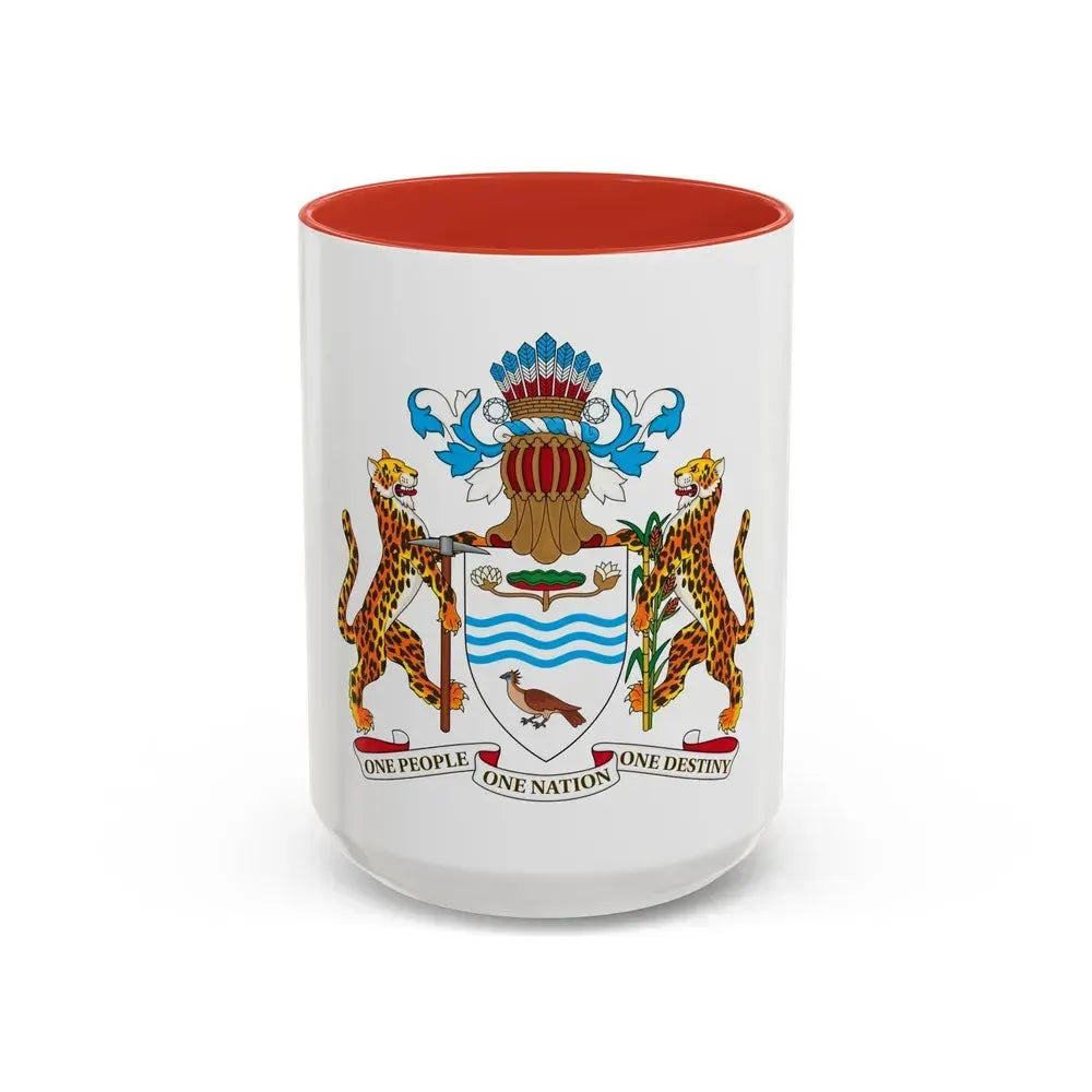 Coat of arms of Guyana - Accent Coffee Mug 15oz Red - Go Mug Yourself