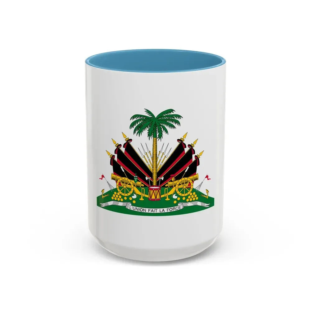 Coat of arms of Haiti (1964-1986) - Accent Coffee Mug 15oz Light Blue - Go Mug Yourself