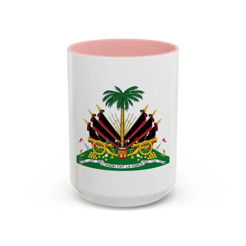 Coat of arms of Haiti (1964-1986) - Accent Coffee Mug 15oz Pink - Go Mug Yourself