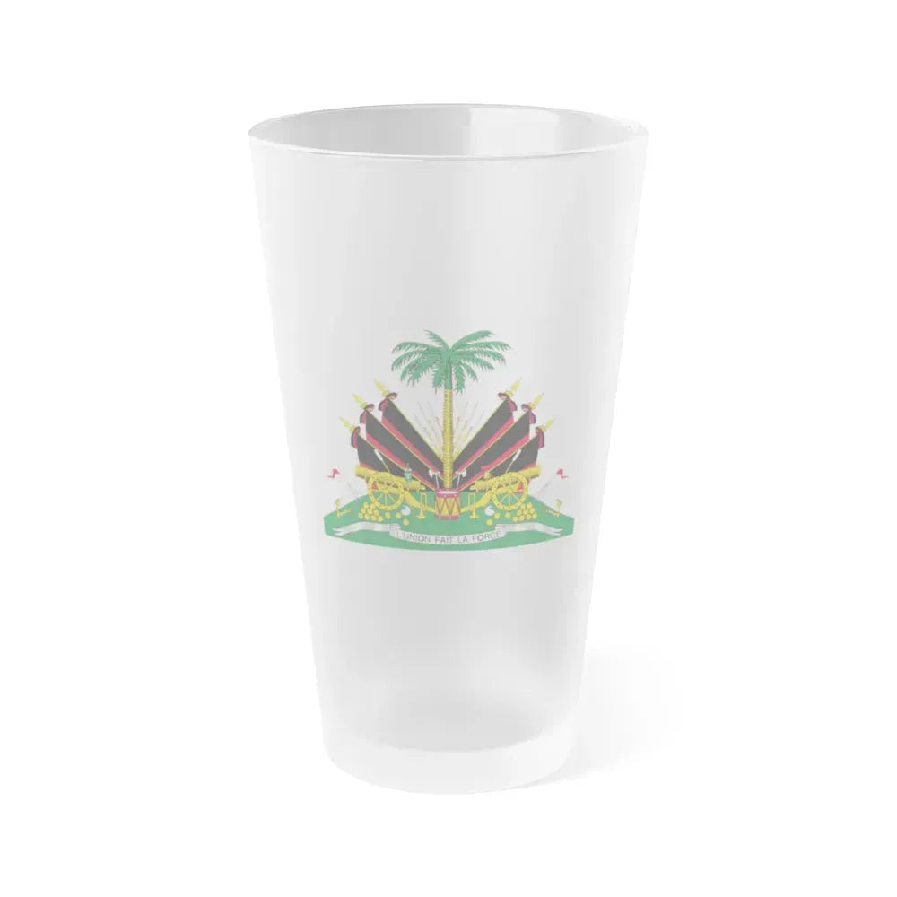 Coat of arms of Haiti (1964-1986) - Frosted Pint Glass 16oz 16oz Frosted - Go Mug Yourself