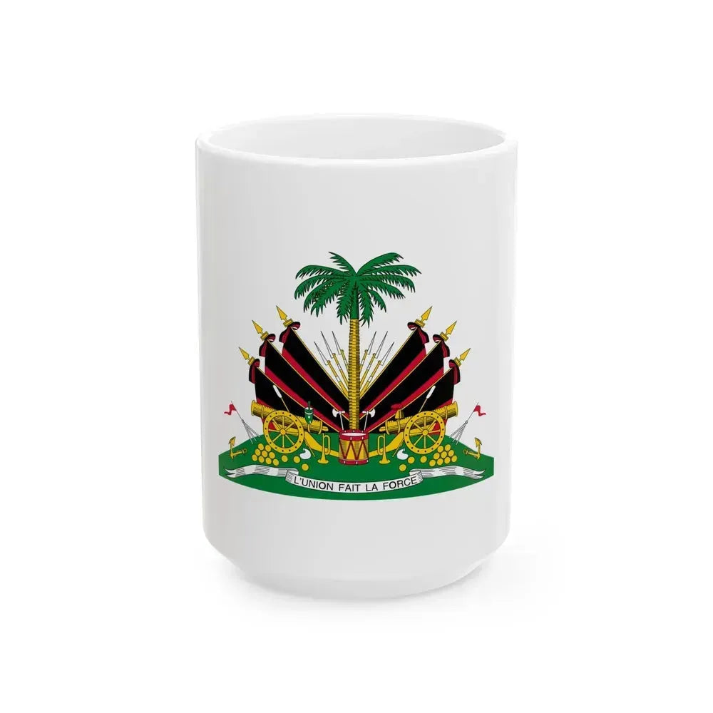 Coat of arms of Haiti (1964-1986) - White Coffee Mug 15oz - Go Mug Yourself