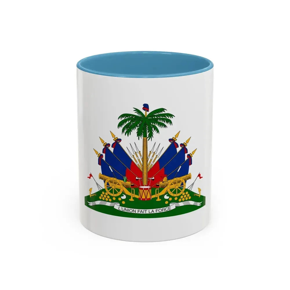 Coat of arms of Haiti - Accent Coffee Mug 11oz Light Blue - Go Mug Yourself