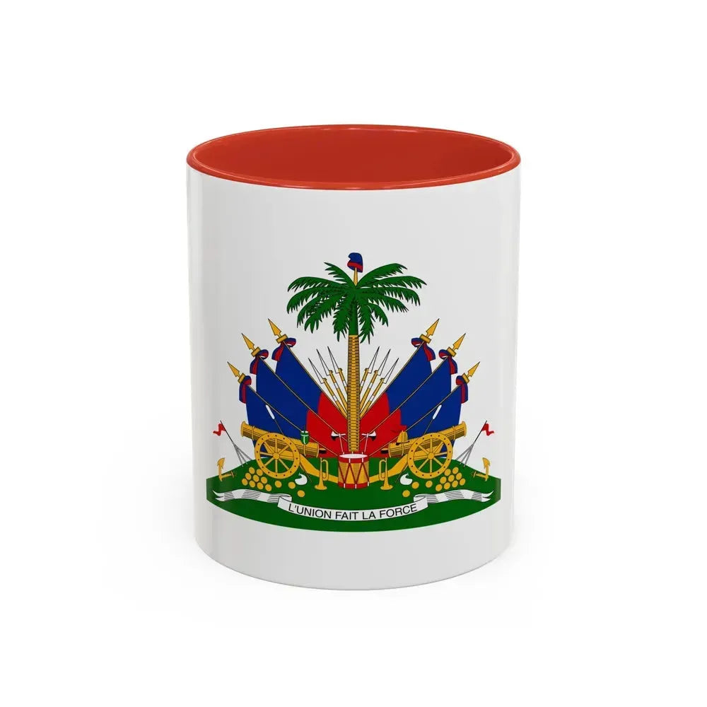 Coat of arms of Haiti - Accent Coffee Mug 11oz Red - Go Mug Yourself