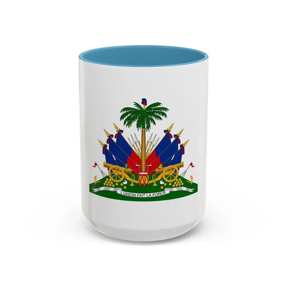 Coat of arms of Haiti - Accent Coffee Mug 15oz Light Blue - Go Mug Yourself