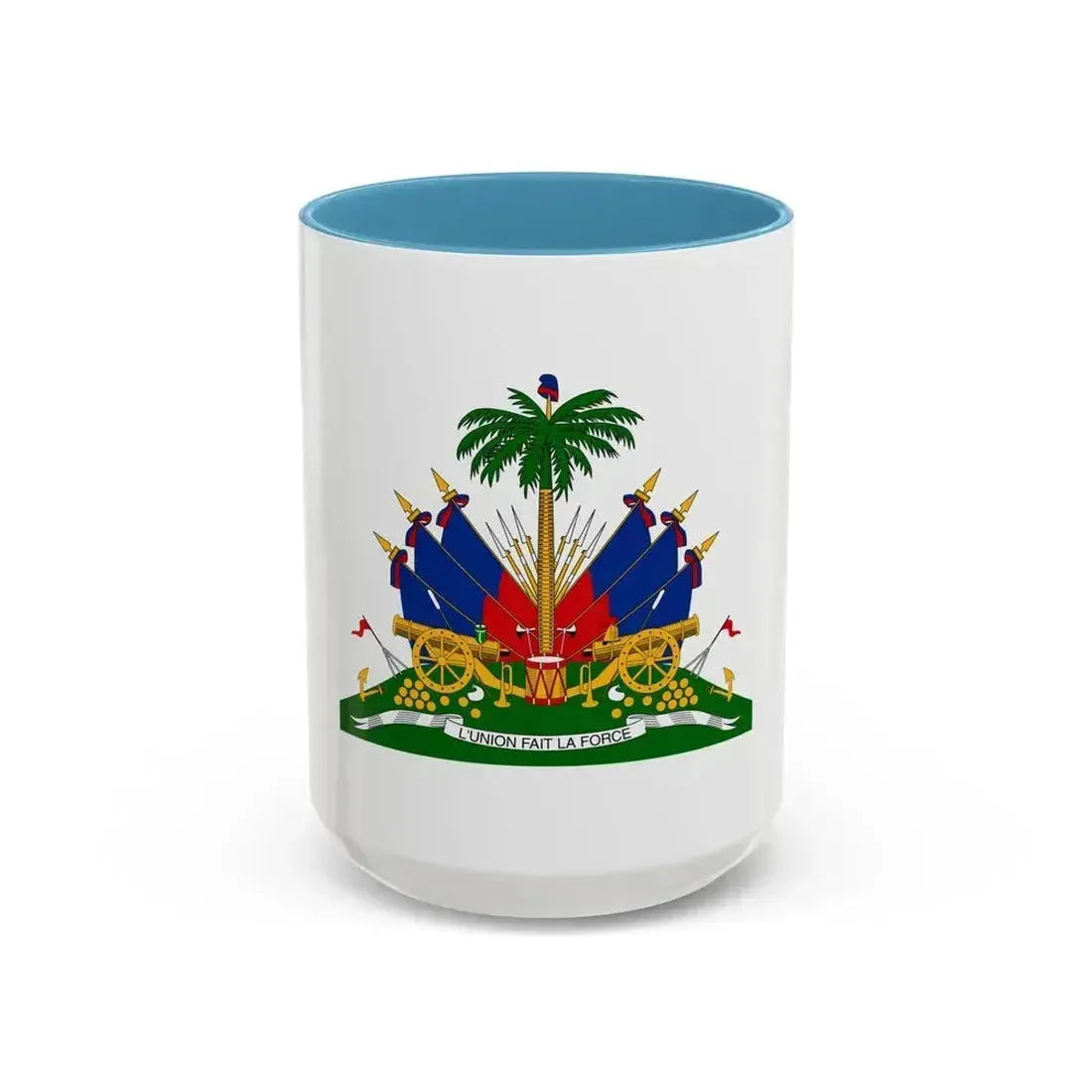 Coat of arms of Haiti - Accent Coffee Mug 15oz Light Blue - Go Mug Yourself