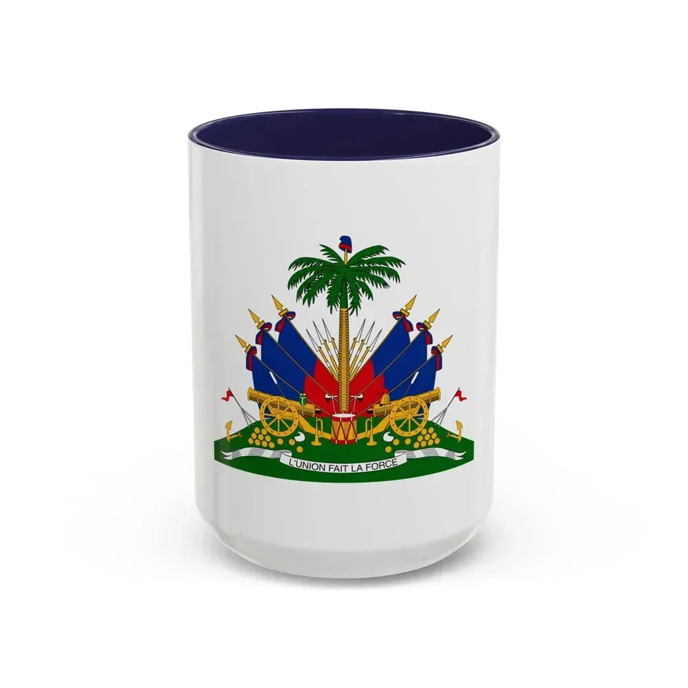 Coat of arms of Haiti - Accent Coffee Mug 15oz Navy - Go Mug Yourself