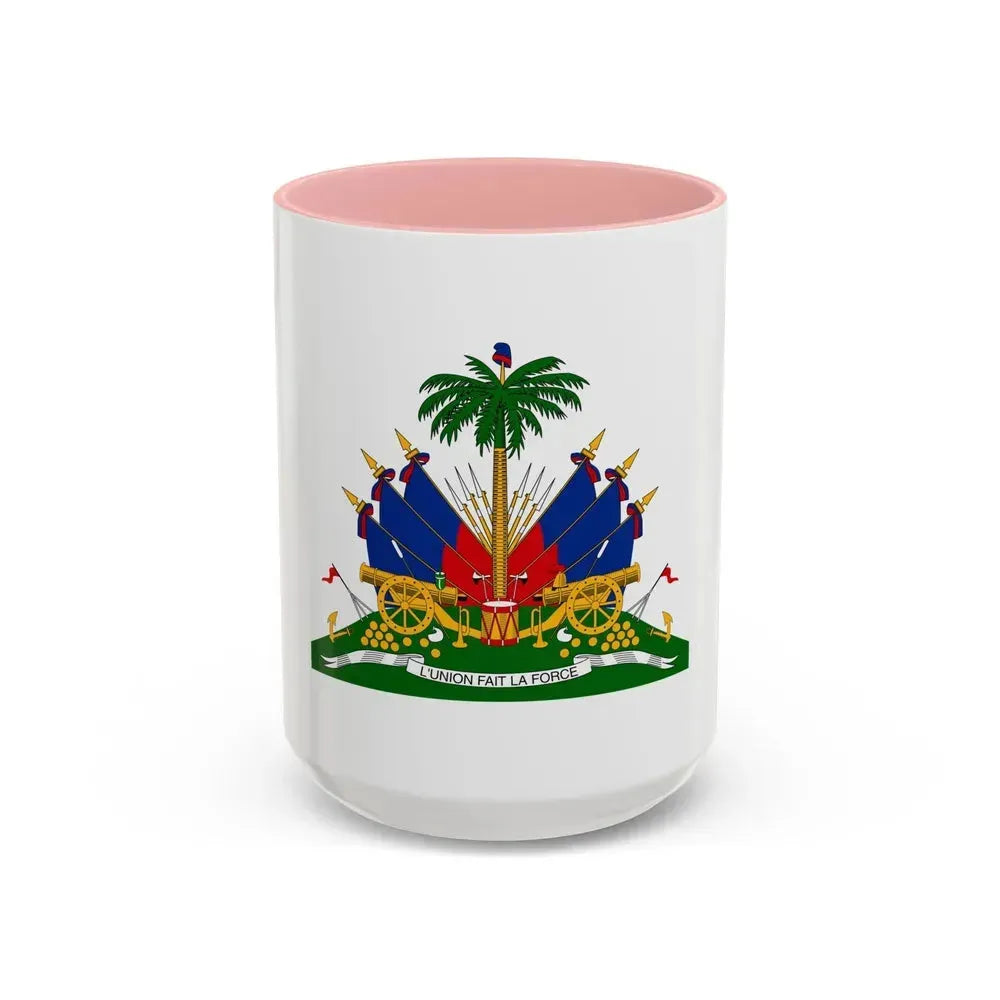 Coat of arms of Haiti - Accent Coffee Mug 15oz Pink - Go Mug Yourself