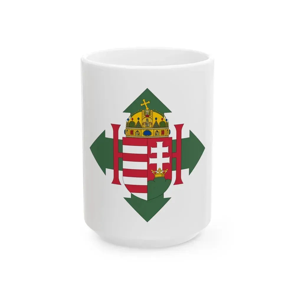 Coat of arms of Hungary (1945) - White Coffee Mug 15oz - Go Mug Yourself