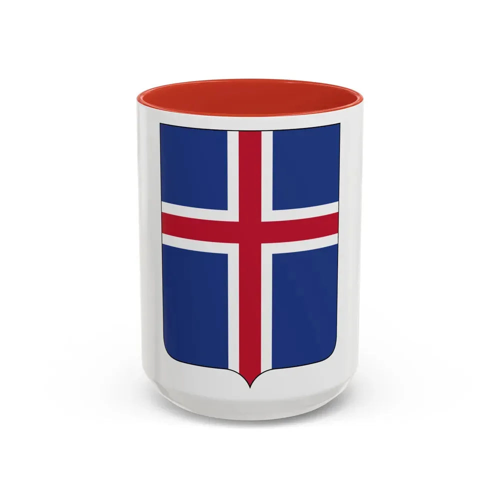 Coat of arms of Iceland 2 - Accent Coffee Mug 15oz Red - Go Mug Yourself