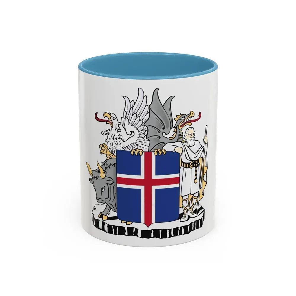 Coat of arms of Iceland - Accent Coffee Mug 11oz Light Blue - Go Mug Yourself