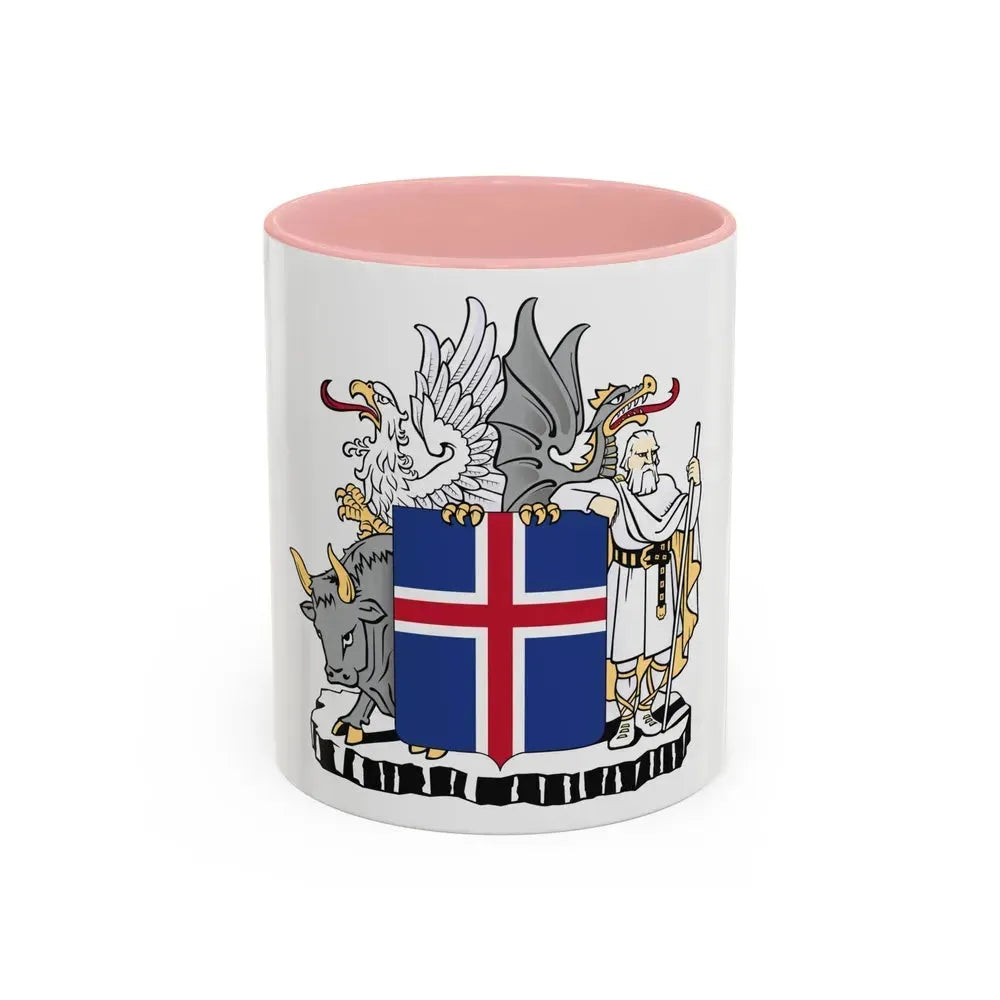 Coat of arms of Iceland - Accent Coffee Mug 11oz Pink - Go Mug Yourself