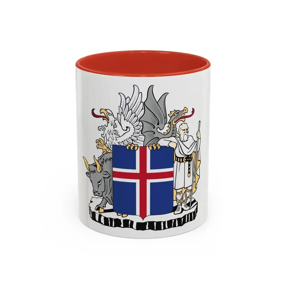 Coat of arms of Iceland - Accent Coffee Mug 11oz Red - Go Mug Yourself