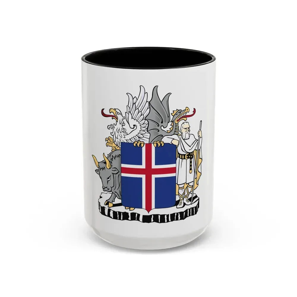 Coat of arms of Iceland - Accent Coffee Mug 15oz Black - Go Mug Yourself