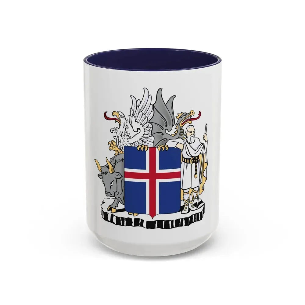 Coat of arms of Iceland - Accent Coffee Mug 15oz Navy - Go Mug Yourself