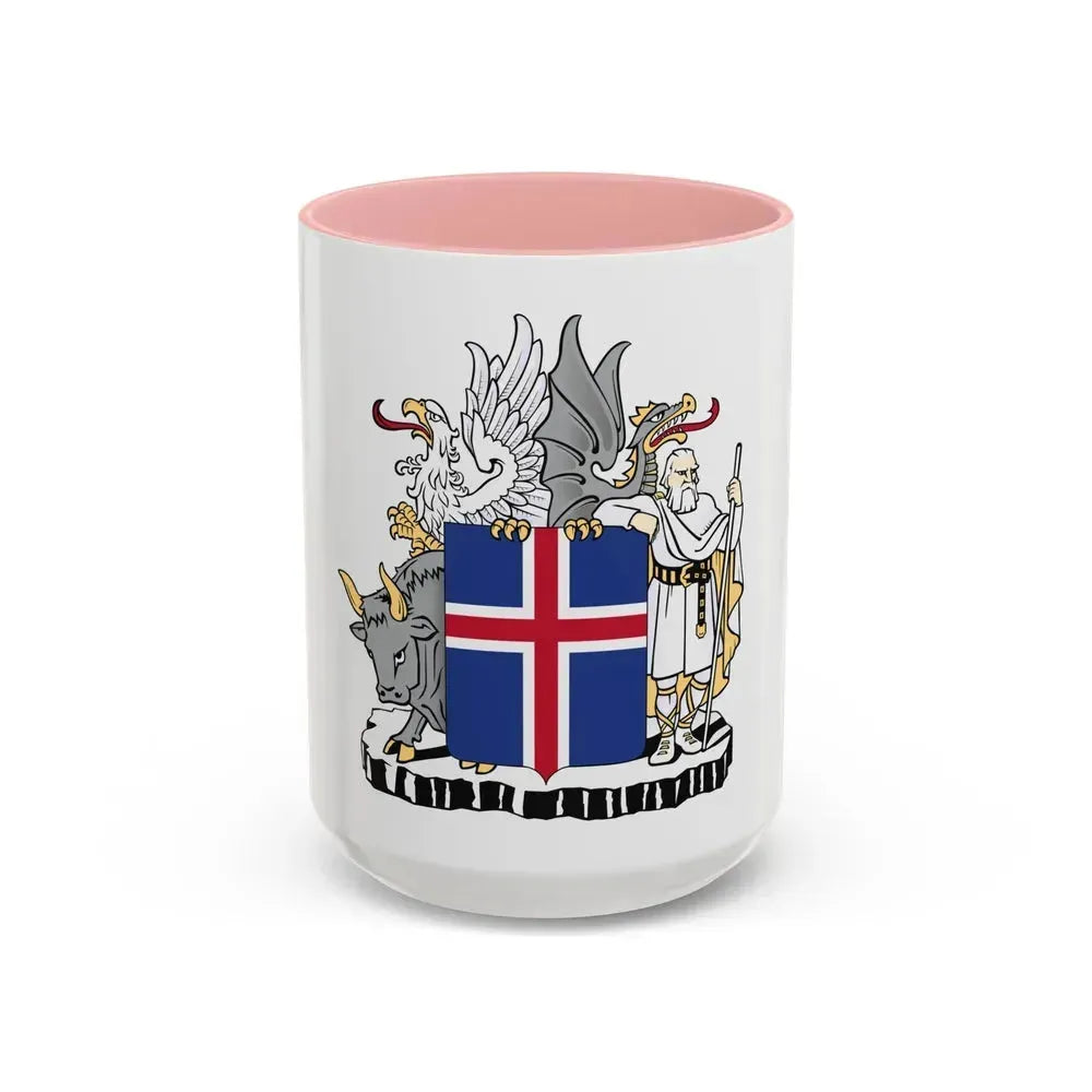 Coat of arms of Iceland - Accent Coffee Mug 15oz Pink - Go Mug Yourself
